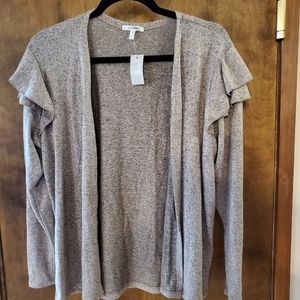 Maurices Cream Cardigan with Shoulder Ruffles Size L